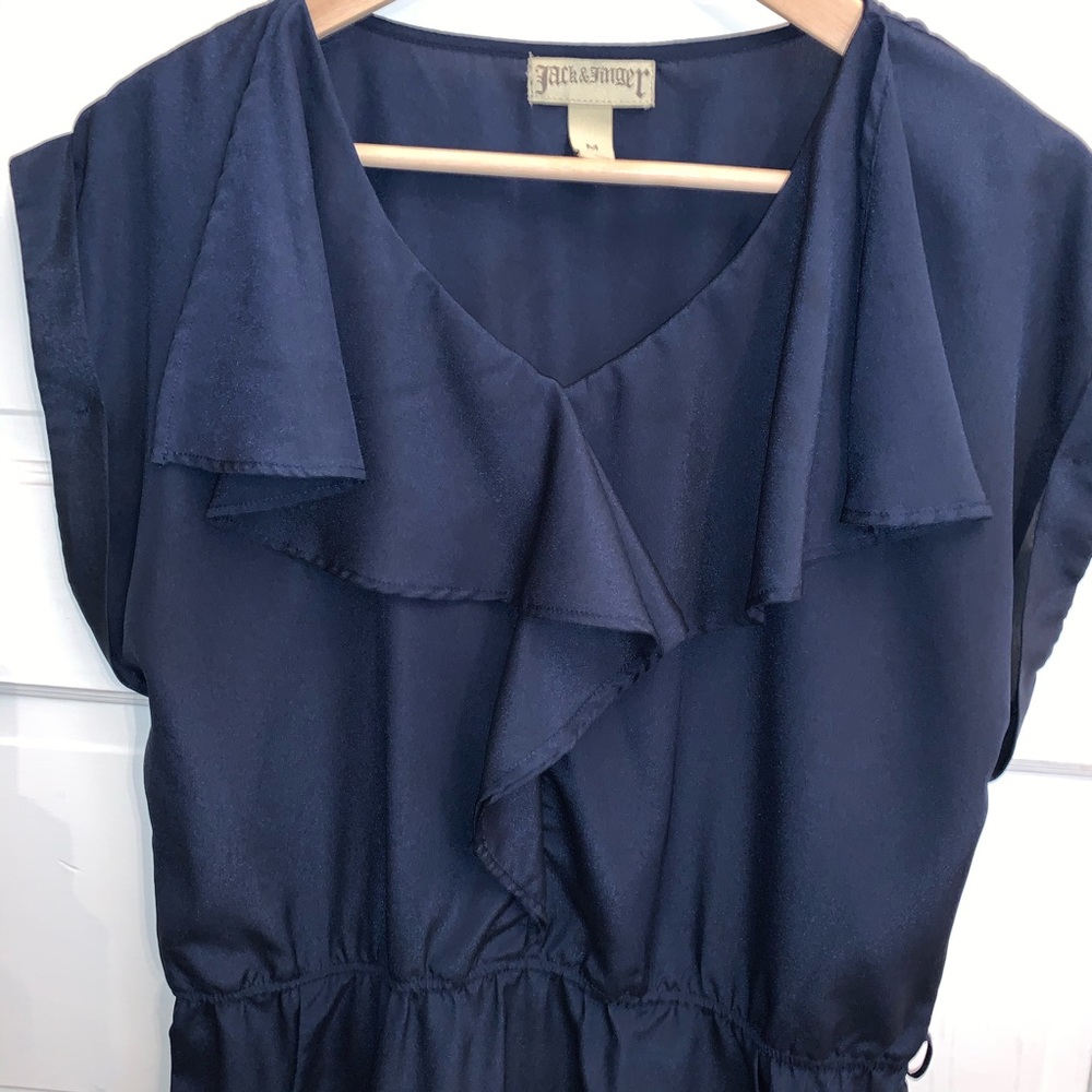 Jack & Jinger dress ruffled collar, navy  Size M